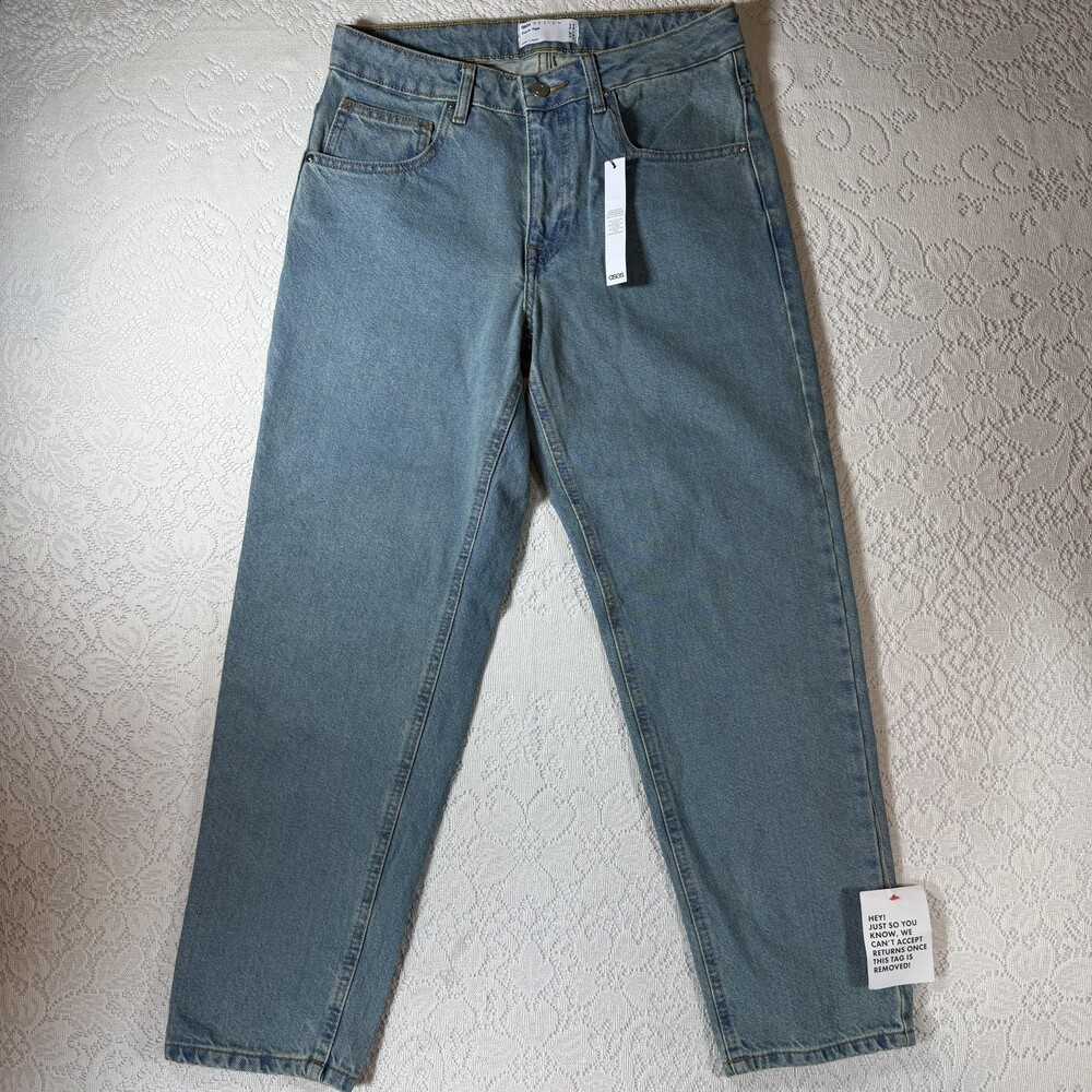 ASOS DESIGN Classic Rigid Jeans Mens 30x30 Blue Medium Wash Straight Denim